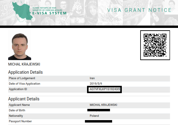 Iran Visa Authentication Code